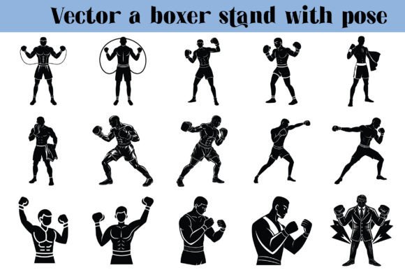 A Boxer Stand with Pose Vector - Vol 4