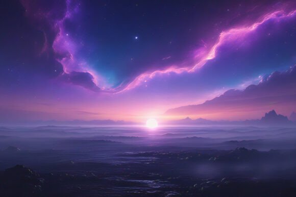 A Sunset over a Body of Water
