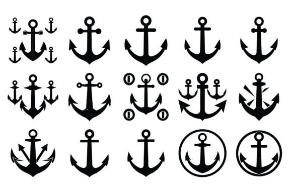 Anchors Icon Silhouette Vector -Vol 2