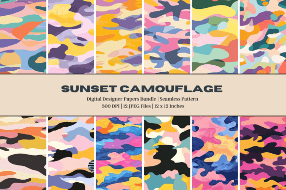 Colorful Sunset Camouflage Digital Paper: A Strategic Design Tool for Creatives and Businesses