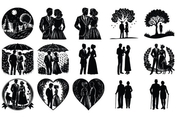 Couple Standing Silhouette Vector -2: A Versatile Asset for Designers and Creators