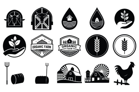 Farming Logo Silhouette Vector