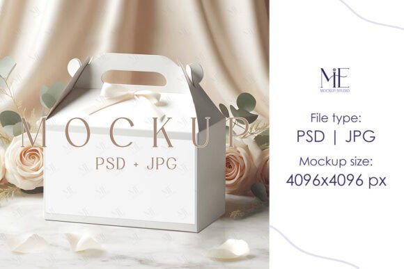Gift Gable Box Label Mockup Wedding PSD