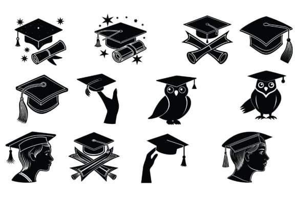 Graduation Cap Silhouette Vector -2: A Versatile Design Tool for Every Creator