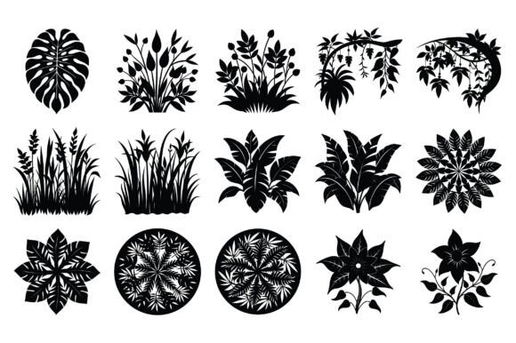 Jungle Plant Silhouette Vector -Vol 2