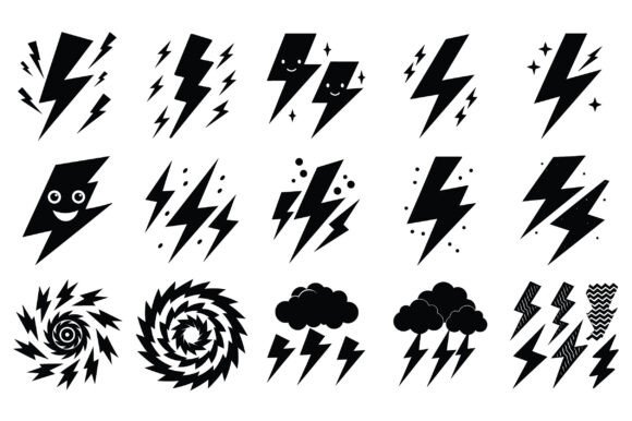 Lightning Bolt Icon Vector Set for Dynamic Design Projects