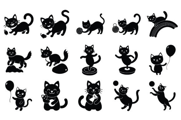 Playful Kawaii Cat Silhouette Vector: A Versatile Design Asset for Modern Creatives