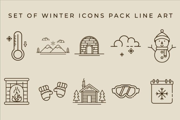 Set of Isolated Winter Icons Pack Line