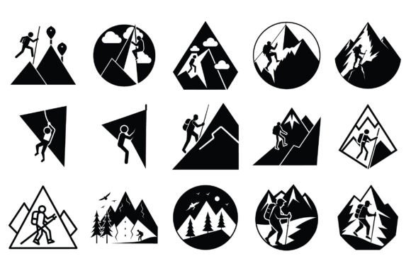 Silhouette a Man Climbing Mountain Vol-2: A Versatile Design Asset