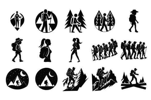 Silhouette Hiker Set Vector: A Versatile Resource for Designers and Creators