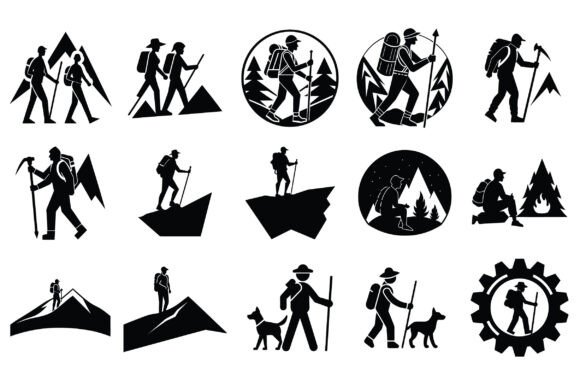 Silhouette Hiker Set Vector -Vol 3: A Versatile Design Asset for Creators