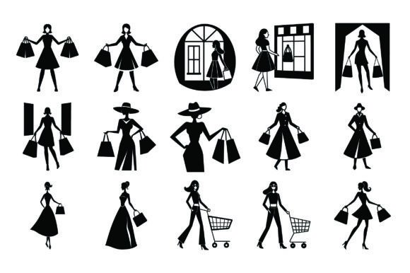 Silhouette Shopping Girl Vector: A Versatile Design Asset for Creative Professionals