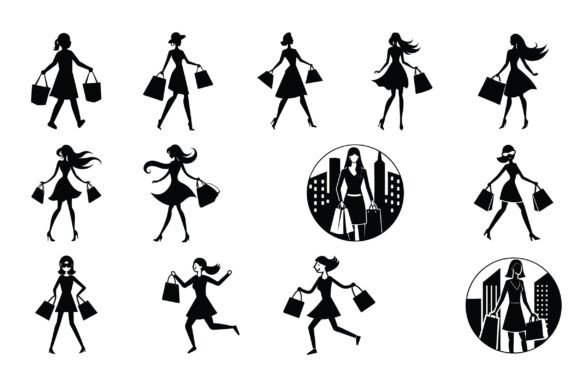 Silhouette Shopping Girl Vector -Vol 3: A Versatile Design Asset for Creators and Businesses