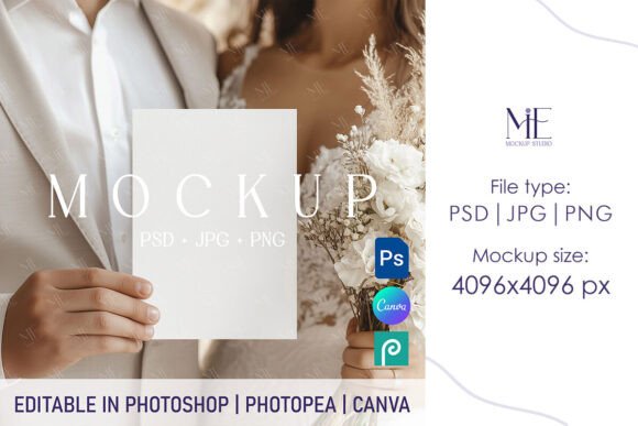 Wedding Invitation Mockup 5x7 Card Canva